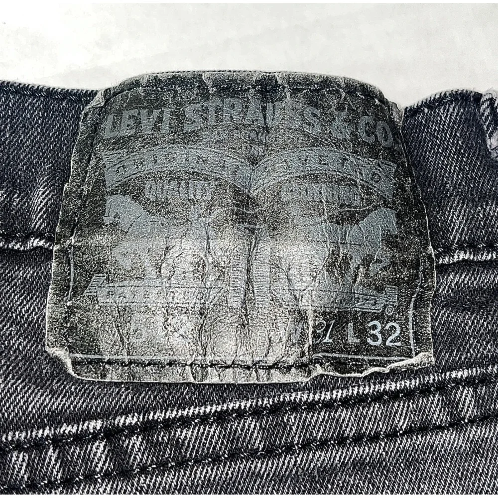 Levis 512 Jeans Mens 31x32 Washed Black Denim Slim Taper Fit Biker Punk Grunge